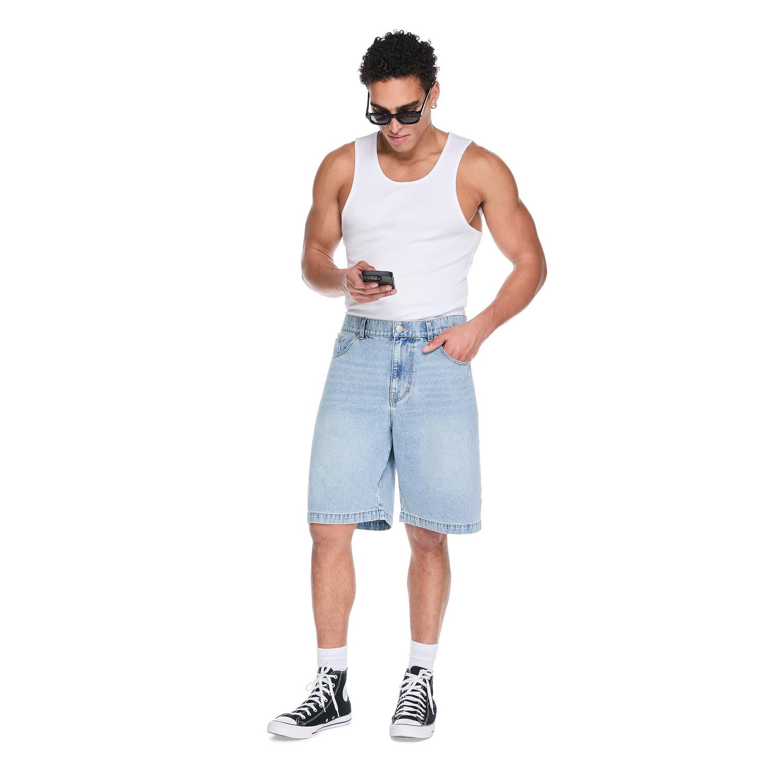 Short ample en denim No Boundaries pour hommes