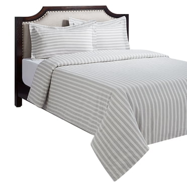 Ensemble de housse de couette 3&nbsp;pièces Rayure grise HOMETRENDS, 2&nbsp;places/grand