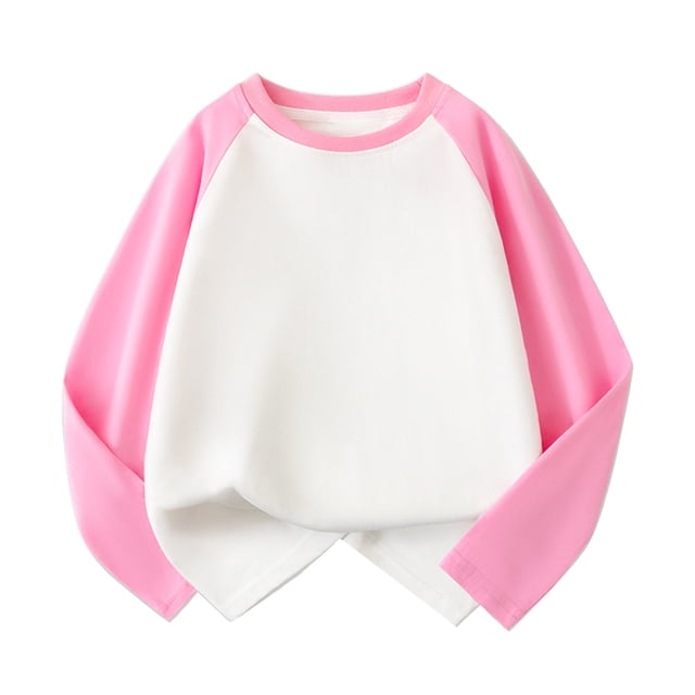 Chandails pour Filles Rose Chandail à Manches Longues T-Shirts à Col Rond pour Filles Hauts d'Automne T-Shirts Coton Décontracté Chandail pour Enfants Filles Taille 7-8 Ans Vêtements