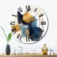 thumbnail image 1 of Designart "Regal Dark Blue and Gold Strokes XVI" Modern Geometric Oversized Wall Clock, 1 of 6