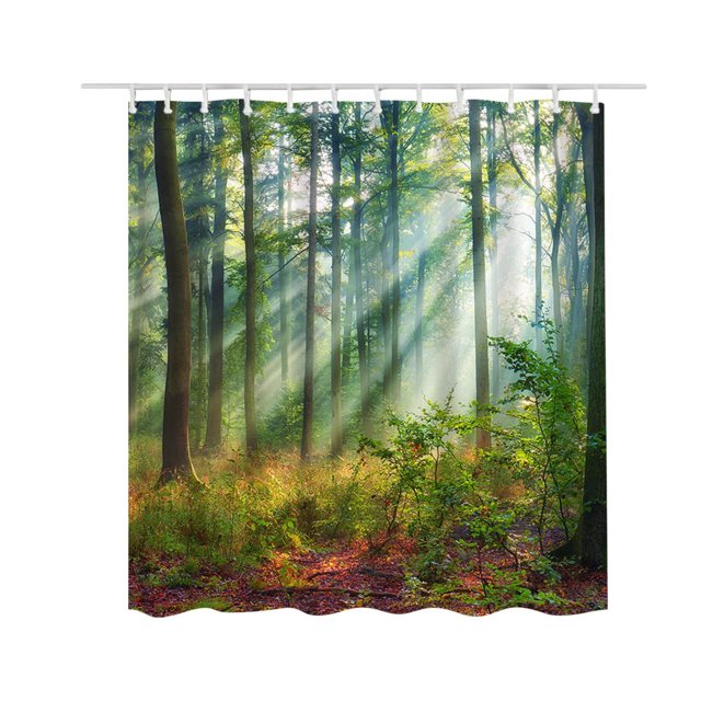 Shower Curtain for Bathroom Polyester Fabric Mildew-Resistant Printed Design 150 cm x 180 cm with 12 Grommet Holes