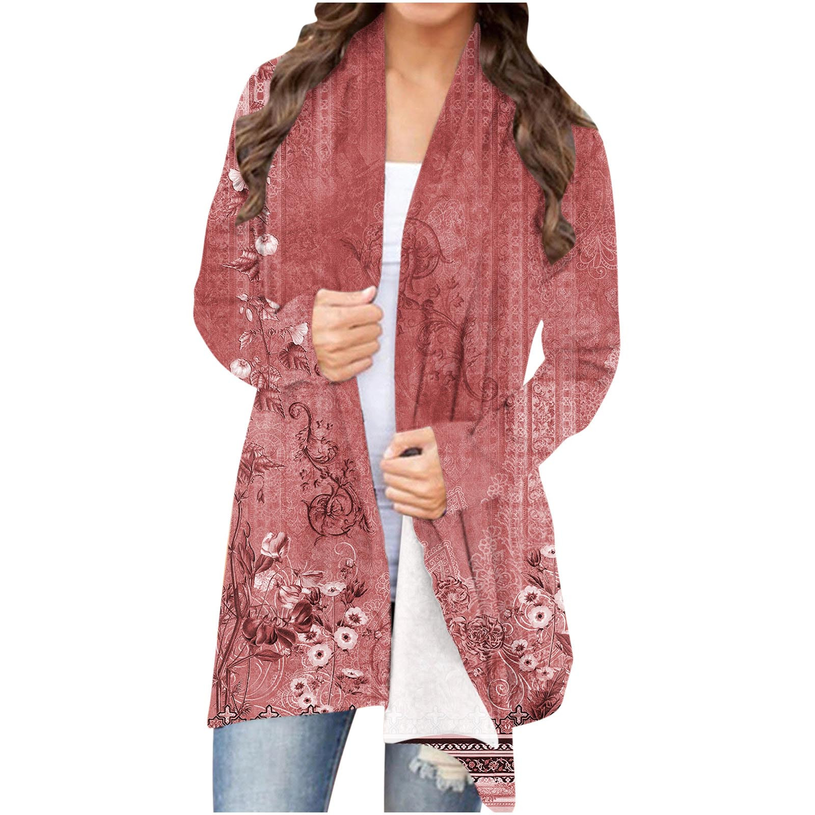 Cardigans pour Femmes Légers Cardigan à Manches Longues pour Femmes Mode Décontractée Imprimé Haut Blouse Cardigan Manteau en Liquidation