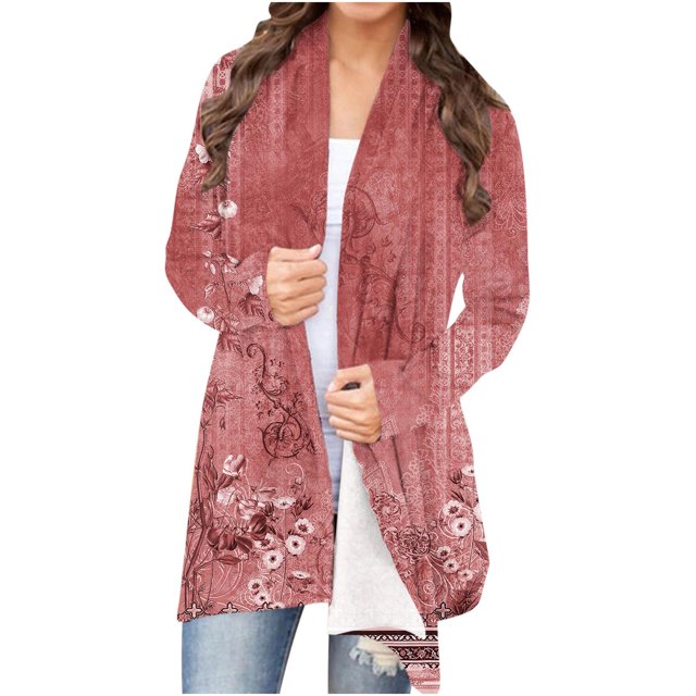 Cardigans pour Femmes Légers Cardigan à Manches Longues pour Femmes Mode Décontractée Imprimé Haut Blouse Cardigan Manteau en Liquidation