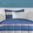 thumbnail image 4 of Dream Factory Kids 5-Piece Complete Bed Set Easy-Wash Super Soft Microfiber Comforter Bedding, Twin, Blue Rugby Stripe, (2D872701BL), 4 of 6