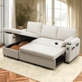 thumbnail image 1 of Sectional Sleeper Sofa L shaped Charging Couch with Usb Storage Chaise Reversible Pull Out Bed for Small Space, Beige, 1 of 8
