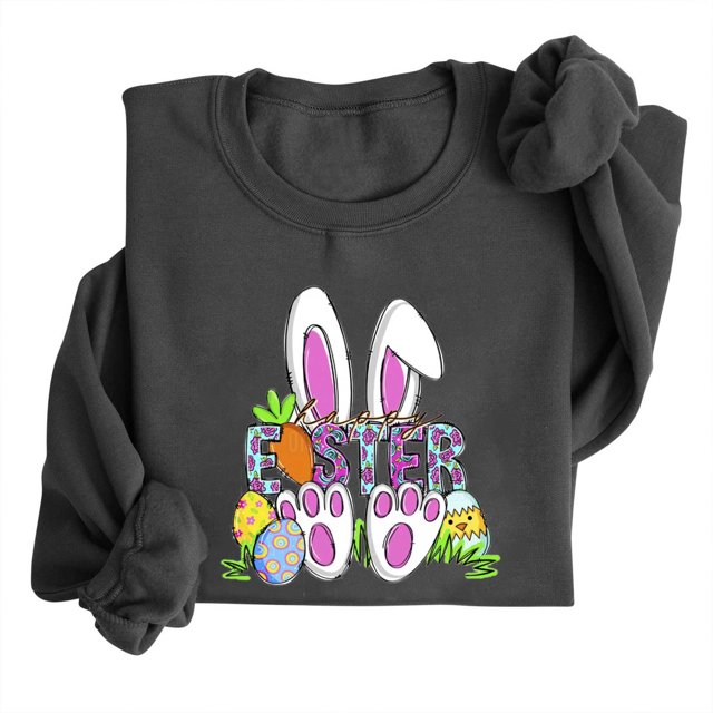 EGNMCR Easter T-Shirts Imprimés pour Femmes T-Shirts Graphiques T-Shirts pour Femmes T-Shirt à Col Rond pour Femmes Haut à Manches Longues Imprimé Easter Chandails T-Shirt pour Femmes