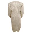 thumbnail image 5 of Robe Tricotée à Manches Longues pour Femmes Motif Crochet Unie Côtelée Robe Décontractée, 5 of 5