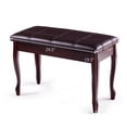 thumbnail image 2 of Costway Solid Wood PU Leather Piano Bench Padded Double Duet Keyboard Seat Storage Brown, 2 of 10
