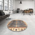 thumbnail image 3 of Ahgly Company Indoor Round Abstract Coffee Brown Oriental Area Rugs, 4' Round, 3 of 6