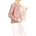thumbnail image 4 of Womens Long Sleeve Sequin Front Zip Jacket Long Sleeve Ribbed Cuffs Outerwear Tops, 4 of 5
