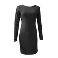 thumbnail image 4 of PVCS Mode Femmes Automne Uni Ceinture Manches Longues Dos Nu Col Rond Mini Robe, 4 of 5