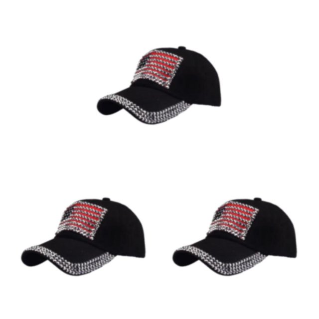 kurtrusly Casquette de Protection Solaire avec Sangle Réglable pour Amateurs de Baseball Casquette de Baseball Chapeau en Polyester Multi-Couleurs à la Mode Noir 3Ensemble