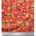 thumbnail image 1 of Soimoi Orange Rayon Fabric Mandala & Paisley Printed Fabric 1 Yard 58 Inch Wide, 1 of 4