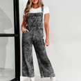 thumbnail image 2 of FAIWAD Denim Overalls Jumpsuits pour Femmes Combinaison Ample à Bretelles Ajustables à Bavette à Jambes Larges avec Poches, 2 of 6
