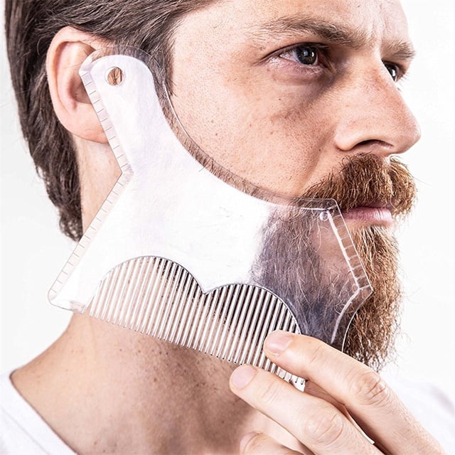 Beard Shaping Tool Kit with Transparent Template and Styling Comb for Precise Men's Grooming