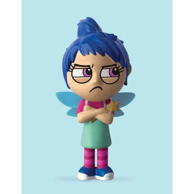 Grumbalina Grumpy Figurine Grumpy Grumbalina, un Objet Décoratif de Collection à Thème Féerique avec des Détails Multicolores Incluant des Cheveux Bleus Vibrants Coiffés en Petit Pain, des leggings Rayés Roses et Violets et une Robe Turquoise. la Figurine Présente des Ailes de Fée et des Bras Croisés, Incarnant la Personnalité. Parfait pour le Jeu Imaginatif, les Histoires Ou comme accent Fantaisiste de Déco Maison.
