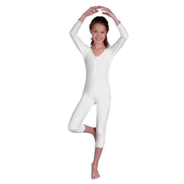 RG Costumes 103-03-S Girls Velvet Unitard, White - Small 5-6