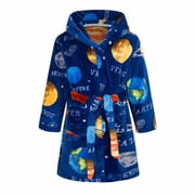 EGNMCR Robes for Kids Boys Girls Robe Kids Flannel Hooded Bathrobe Sleepwear Toddler Plush Robes With Belt Women Bra