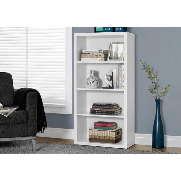 Monarch Specialties Bookshelf, Bookcase, Etagere, 5 Tier, 48"h, Office, Bedroom, Laminate, White, Contemporary, Modern