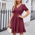 thumbnail image 1 of Ovzne Robes Grande Taille pour Femmes aux Formes Robe Femme Mode Femme Été Décontractée Col en V Chiffon Manches Courtes Unie Mini-Robe Robe Maxi Grande Taille Manches Courtes Liquidation, 1 of 6