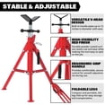 thumbnail image 2 of BeesClover Support de Vérin à Tête en V, Support de Vérin en Acier Robuste à Hauteur Réglable avec Capacité de Charge de 2500 Lb, Support de Tuyau Portable avec Pattes Pliantes pour Soudage, Découpe, 2 of 9