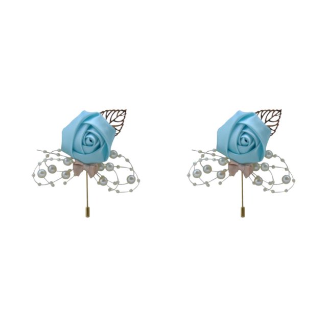 relayinert Broche Moderne Minimaliste Unique et à la Mode Pièce de Déclaration Épingles de Luxe pour Mariages Bleu Eau 2Set