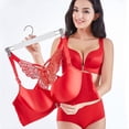 thumbnail image 2 of Mrat Women's Bra Wire Free Underwear Front Closure Backless Bra S-78 Red-A 50C, 2 of 6