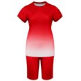 thumbnail image 2 of Innerwin Sweatsuits Solid Color Women Jogger Set Running Short Sleeve Loose Two Piece Outfit Red L, 2 of 5