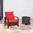 thumbnail image 3 of Outsunny Patio Bistro Set PE Rattan Garden Sofa Set 3 Pieces Red, 3 of 10