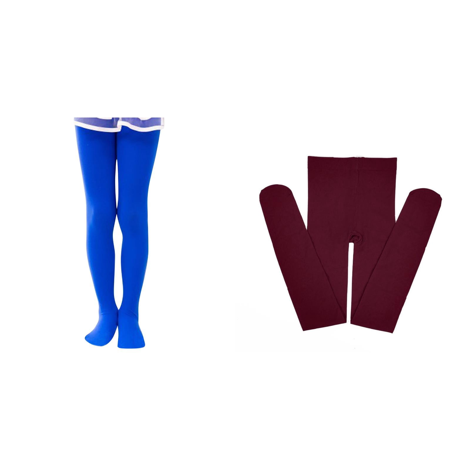 2 Pack(BU2 1PCS & RD2 1PCS) Multipack for Leggings Pantihose Stretchy Basic Full Length Ballet Dance Pants Pantyhose for Spring Summer Stocking