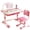 Pink, variant on Limorve Kids Study Desk Chair Set, Adjustable Height Writing Table with LED Light & Tiltable Reading Stand, Large Drawer for Home