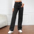 thumbnail image 2 of WEAIXIMIUNG Jeans Maternité Femme Women Fashion Solid Loose Button Pant Pocket Washed Polished Waist Ripped Jeans Trousers, 2 of 7