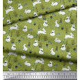 thumbnail image 3 of Soimoi Green Cotton Poplin Fabric Mushroom,Oaknut & Rabbit Animal Fabric Prints by Yard 42 Inch Wide, 3 of 3