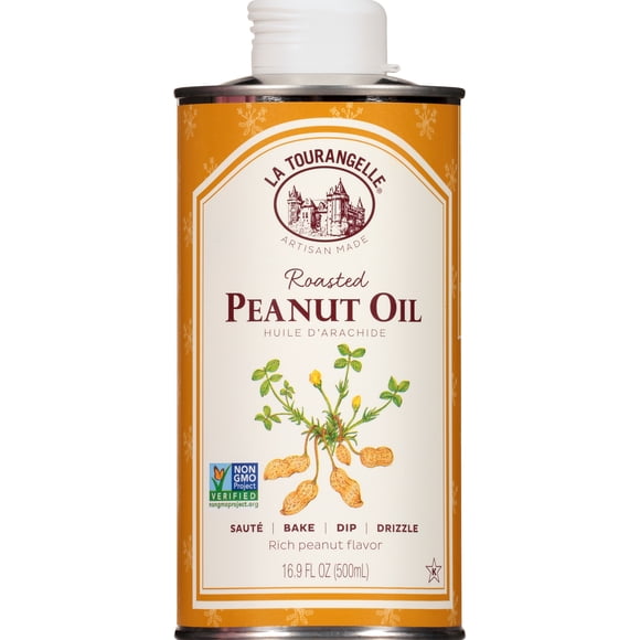 La Tourangelle, Roasted Peanut Oil, Perfect for Deep Frying, High Heat Cooking, Adding to Noodles, Stir-Fries, Vinaigrettes, and Marinades, 16.9 fl oz
