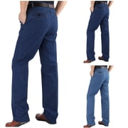 AnuYalue Big and Tall Jeans for Men Classic High Waist Denim Pants Slim Fit Stretch Straight Leg Jeans Light Blue 4XL