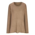 thumbnail image 4 of IROINID Women's Round Neckline Pullover Sweater Solid Color Comfy Mid-Length Long Sleeve Knitting Sweater Tops, 4 of 6