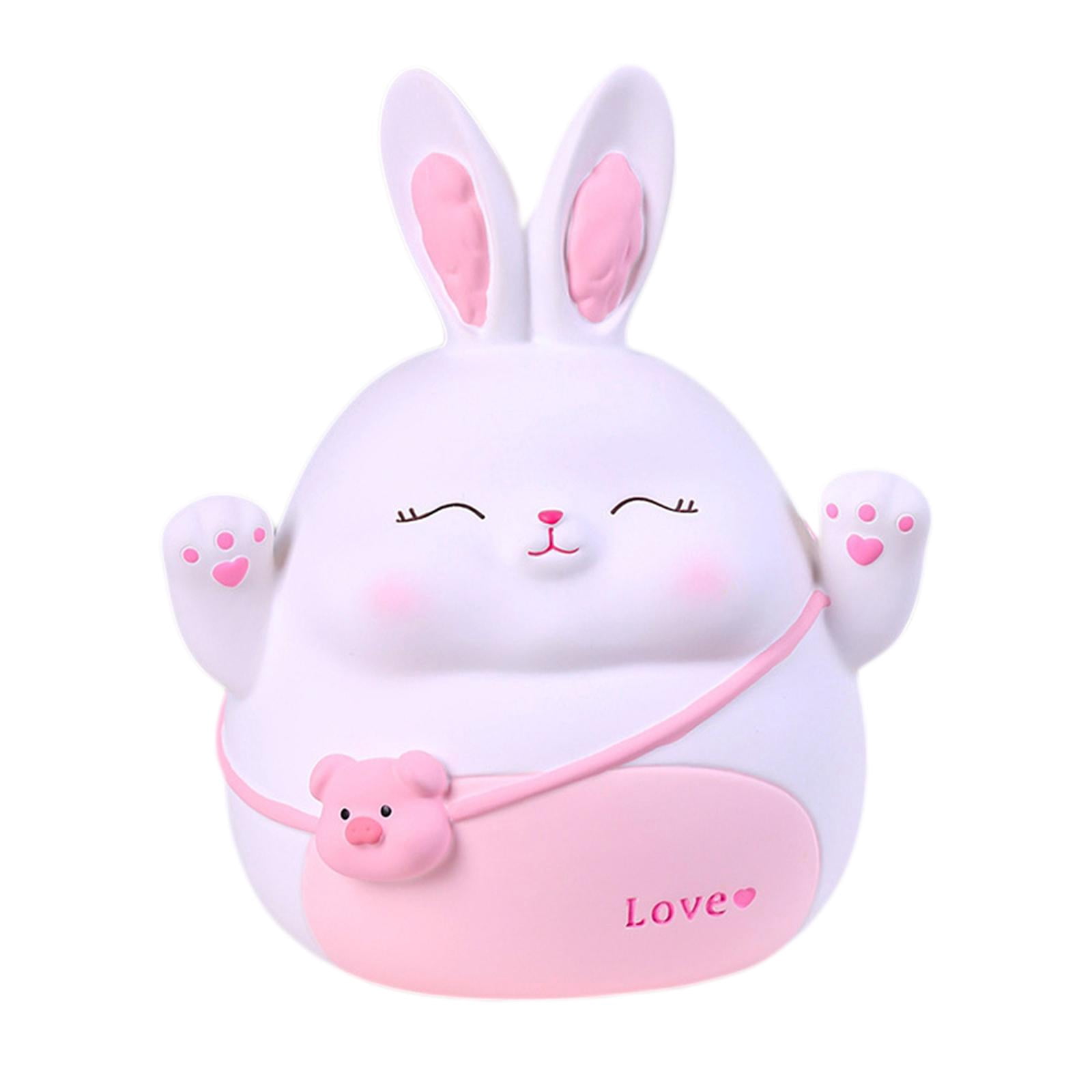 GROWTH TANK Rabbit Money Bank Animal Bunny Statue Container Ornament Figures Saving Box Case White M