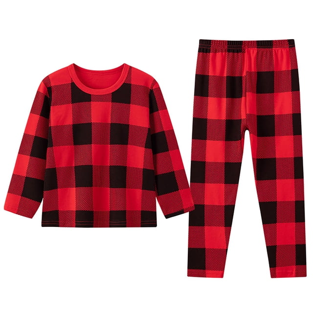 PMVFHDE Liquidation Liquidation Pyjamas de Noël Enfants Garçons Ensembles de Pyjamas pour Enfants Printemps et Automne Longs Garçons et Filles Hiver Bas Ensemble de Pyjamas Chauds Rouge,140