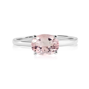 JeenMata 1.25 Carat Oval Cut - October Birthstone Solitaire Engagement Ring - with Pink Crystal Made with Swarovski - in 18k White Gold Over Silver
