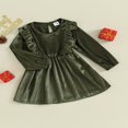 thumbnail image 3 of Toddler Velvet Dress with Ruffle Long Sleeve and  Neck for Baby Girl, 3 of 9