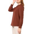 thumbnail image 4 of INSPIRE CHIC Women's Keyhole Stand Collar Pleated Back Button Blouse Tops, 4 of 6