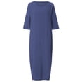 thumbnail image 2 of Innerwin Robe Midi Simple Robes pour Femmes Plage Col Rond Confortable Bleu G, 2 of 4