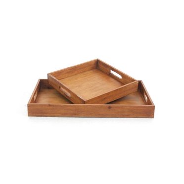HomeRoots Furniture 274449 Country Cottage Ensemble de Plateaux de Service en Bois - 2 Pcs
