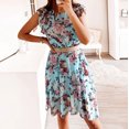 thumbnail image 4 of EGNMCR Robes d'Été pour Femmes Tendance 2024 Mode pour Femmes Bohème Col Rond Ample Manches Courtes Robe Longueur Imprimée, 4 of 9