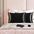 thumbnail image 1 of PiccoCasa Set of 2 Standard Satin Pillowcase Durable&Soft Enveloped Black, 1 of 7