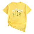 thumbnail image 1 of SMihono Hauts pour Femmes Été Chic Décontracté T-Shirts Décontractés pour Femmes à Imprimé Floral Chandail à Enfiler Col Rond Manches Courtes T-shirt Hauts T-shirt Oversize pour Femmes, 1 of 2