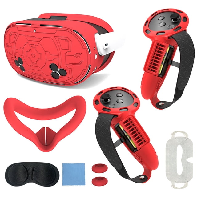 VR protective accessory set for Meta Quest 3S, including controller handle cover, VR shell cover, mask, lens cover, thumb grip, eye mask, protective case for Quest 3S