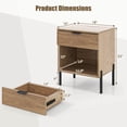 thumbnail image 3 of Costway 2PCS Nightstand with Charging Station Drawer Compartment Modern Side End Table, 3 of 9