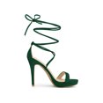 thumbnail image 3 of BLISSFUL STEP Sandales pour Femmes Talons Aiguilles Talons Plateforme Sandales à Lacets Vert Émeraude 6, 3 of 7