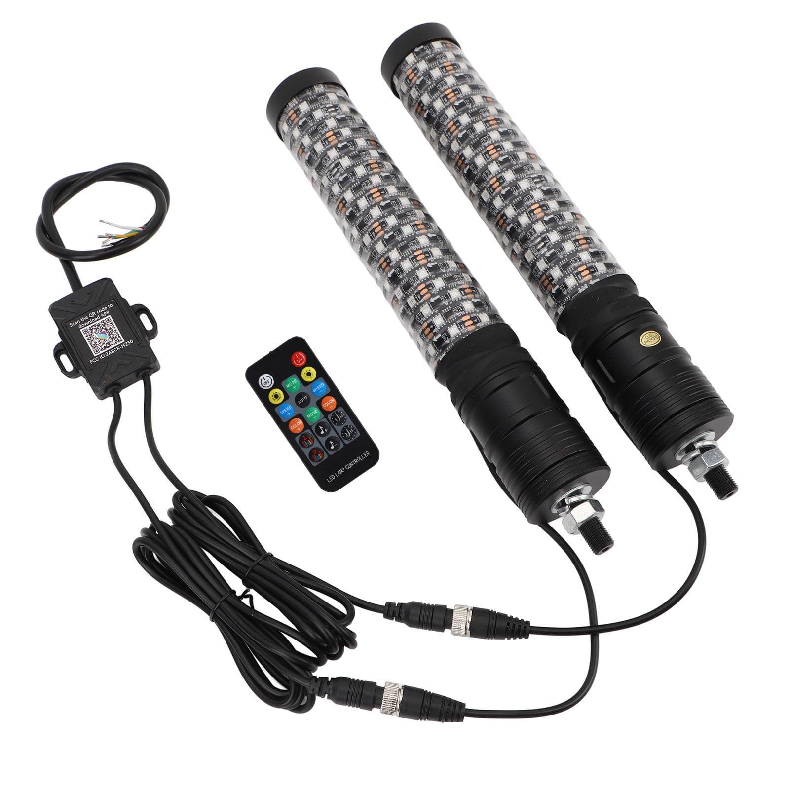 Antenne Fouet à DEL RVB avec Télécommande via Application, 366 Modes, Antenne Fouet de Poursuite pour UTV, ATV, Tout-Terrain, Camion de Sable, Bateau
